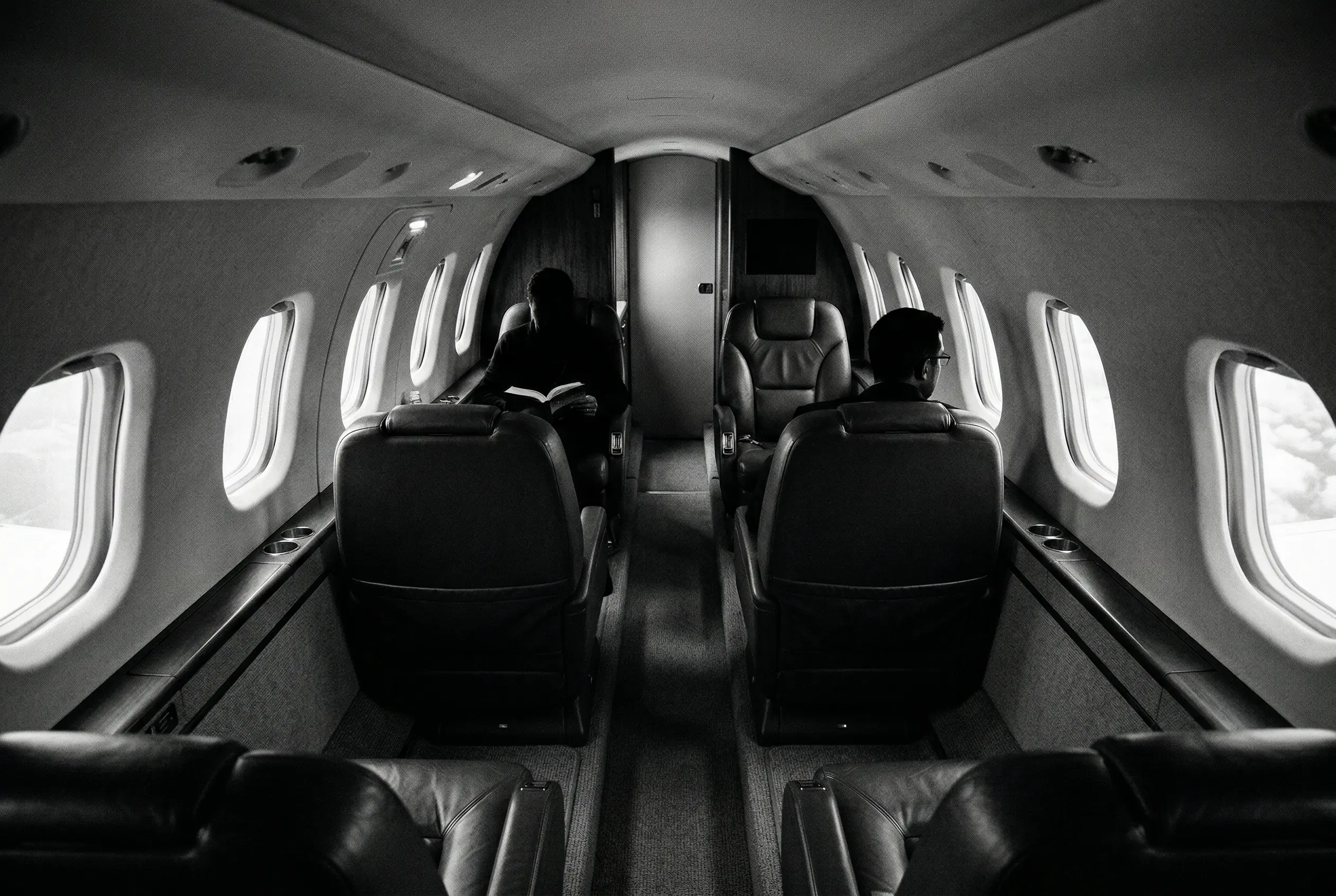 Hawker 800XP cabin interior showing the widest cross-section in the midsize jet category